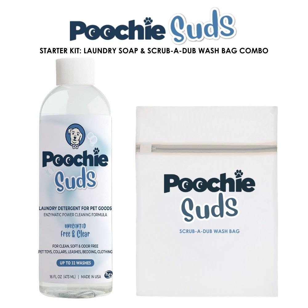 Poochie Suds Enzyme-Powered Pet Laundry Detergent & Wash Bag Starter Kit