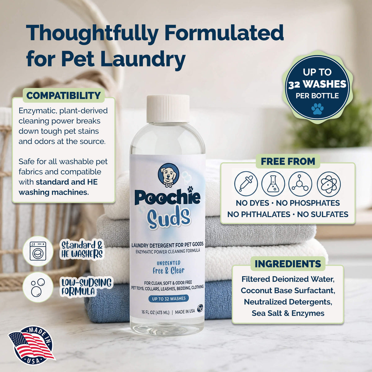Poochie Suds Enzyme-Powered Pet Laundry Detergent Pack of 2 - Poochie-Pets