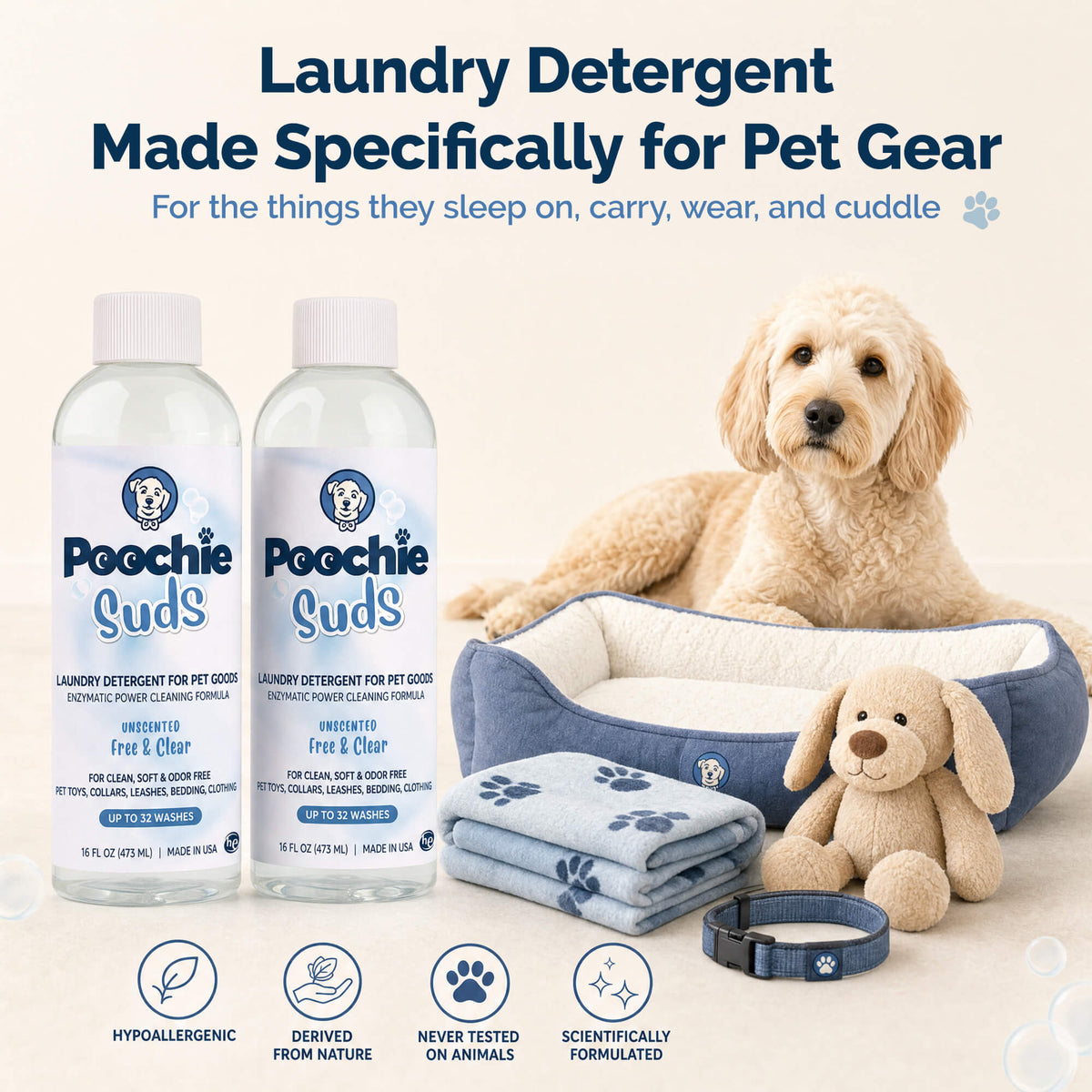 Poochie Suds Enzyme-Powered Pet Laundry Detergent Pack of 2 - Poochie-Pets