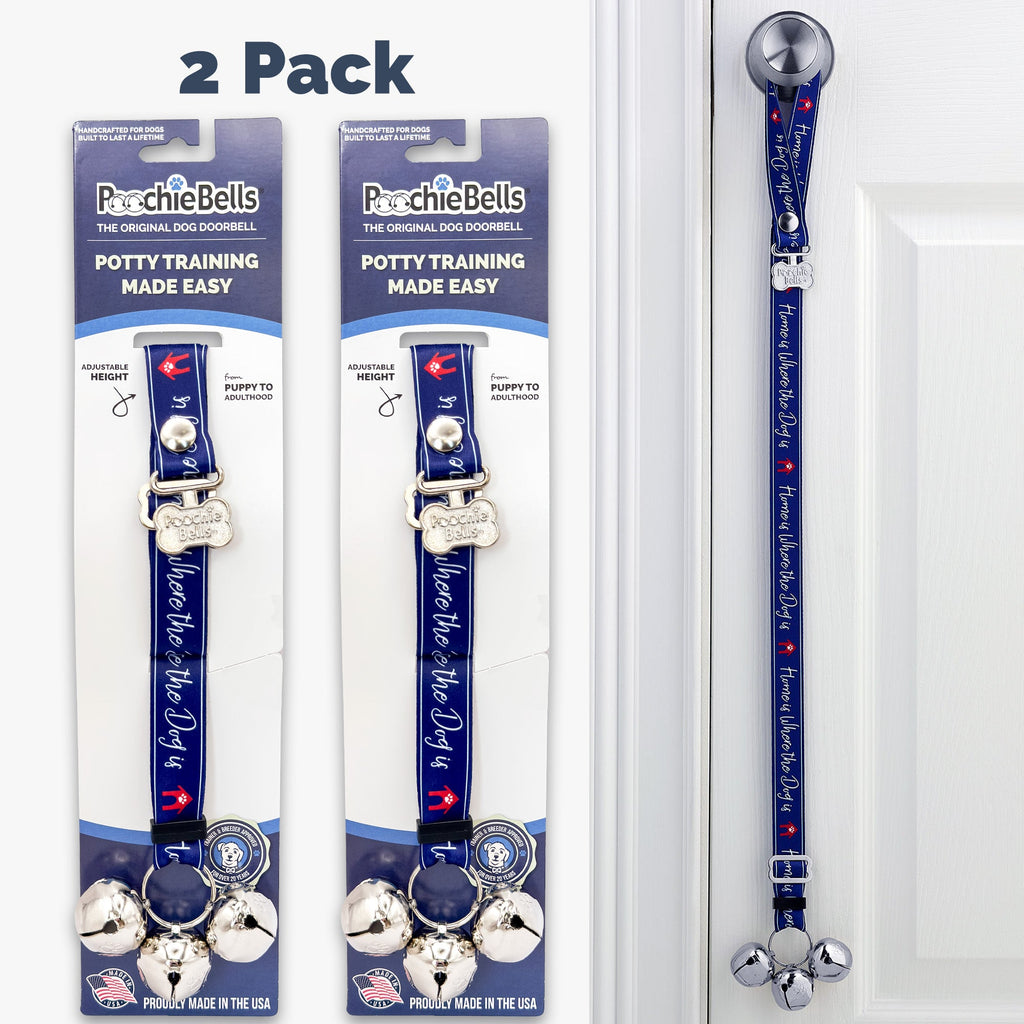 PoochieBells Adjustable Dog Doorbell 2-Pack | Dialogue Home is Where the Dog is - Poochie-Pets