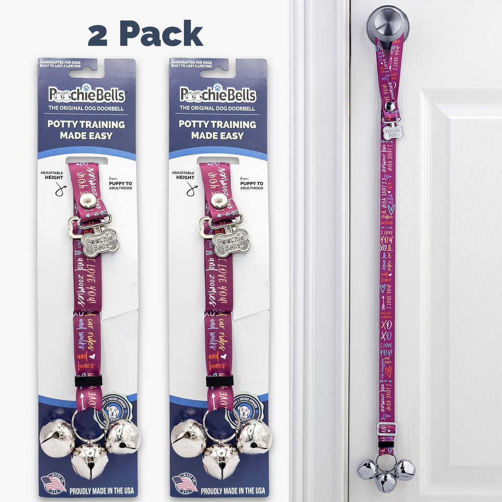 PoochieBells Adjustable Dog Doorbell 2-Pack | Dialogue I Love You - Poochie-Pets