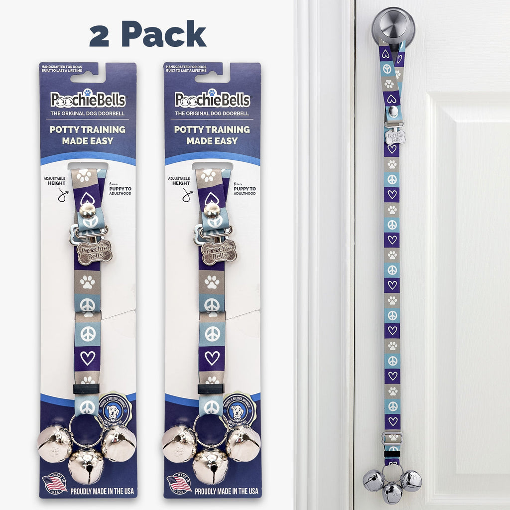 PoochieBells Adjustable Dog Doorbell 2-Pack | Dogs Life Peace Love Dog - Poochie-Pets