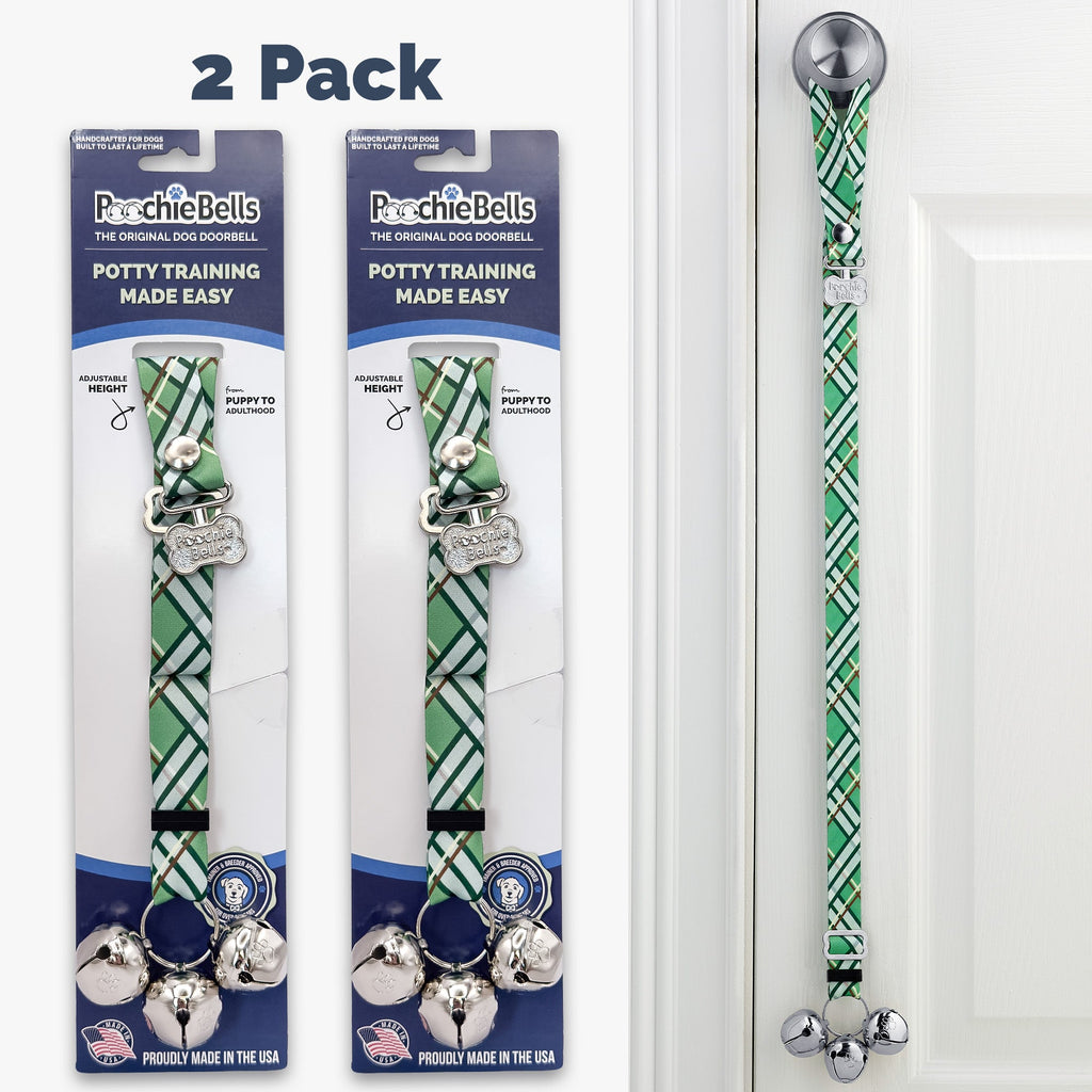 PoochieBells Adjustable Dog Doorbell 2-Pack | Plaid Country Cottage - Poochie-Pets