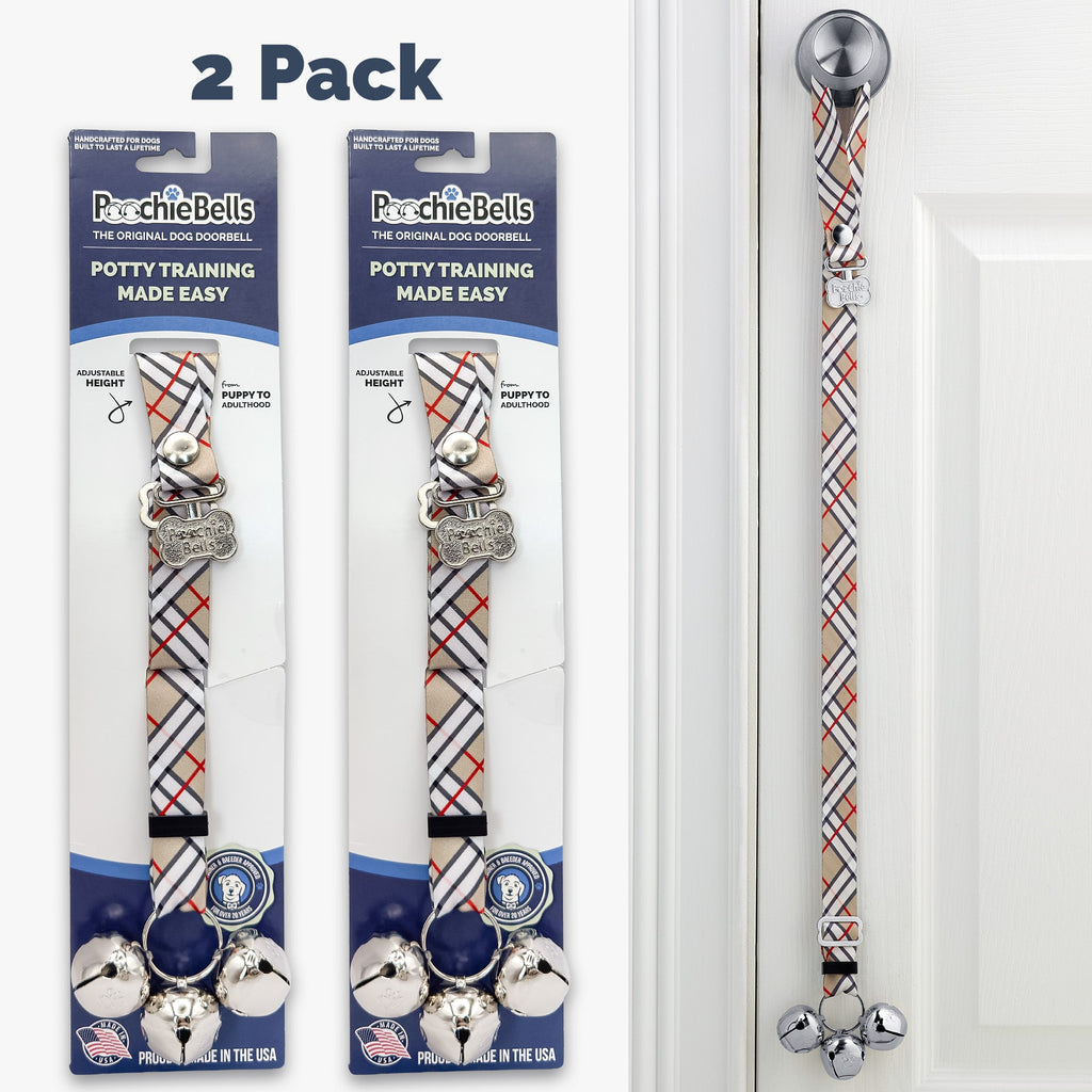 PoochieBells Adjustable Dog Doorbell 2-Pack | Plaid London - Poochie-Pets