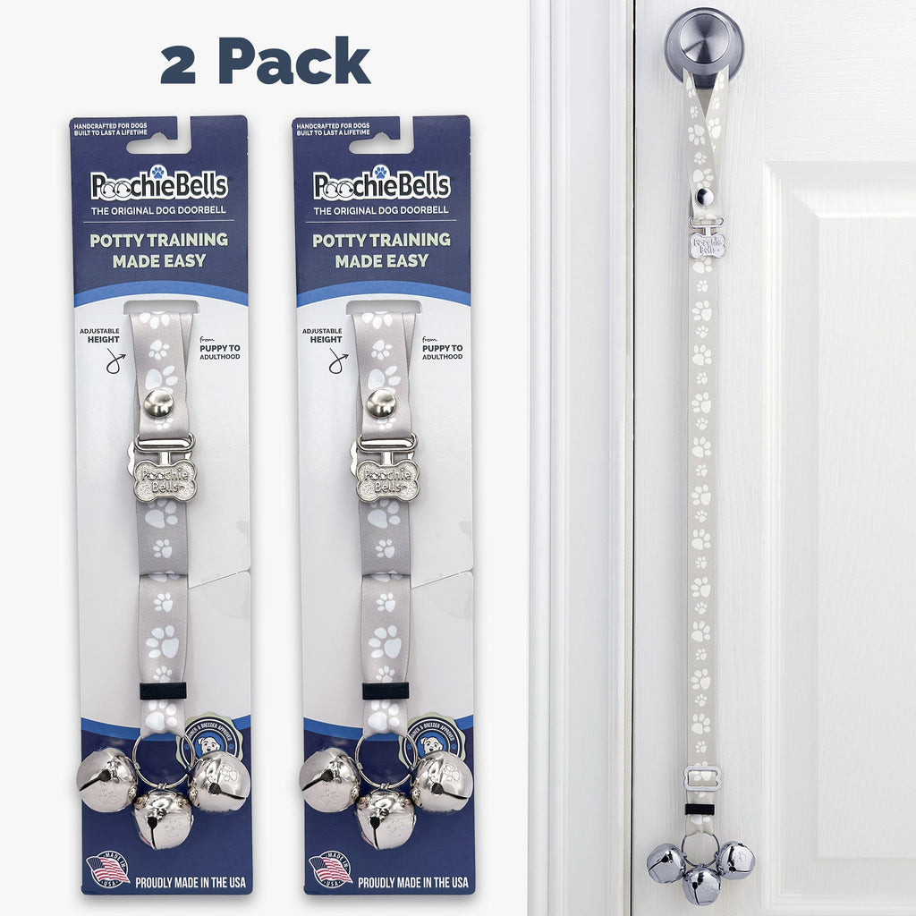 PoochieBells Adjustable Dog Doorbell 2-Pack | Signature Tracks Beige - Poochie-Pets