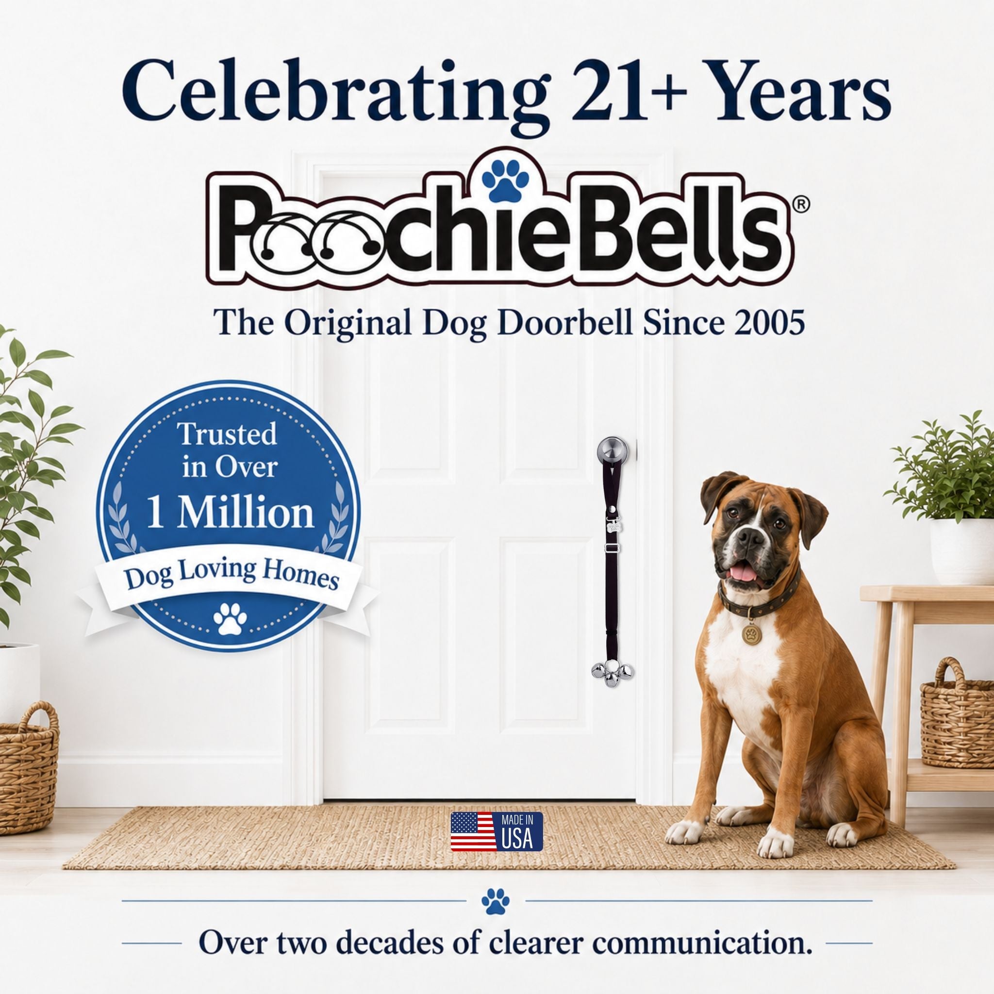 PoochieBells Adjustable Dog Doorbell 2-Pack | Signature Tracks Red - Poochie-Pets