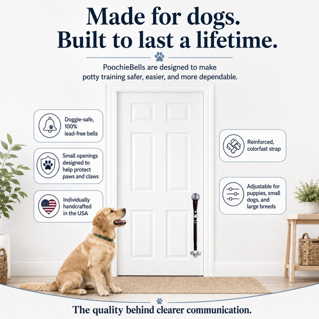 PoochieBells Adjustable Dog Doorbell 2-Pack | Signature Tracks Red - Poochie-Pets