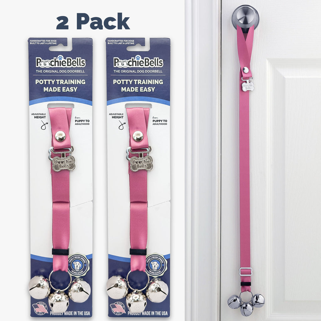 PoochieBells Adjustable Dog Doorbell 2-Pack | Solid Blush Pink - Poochie-Pets