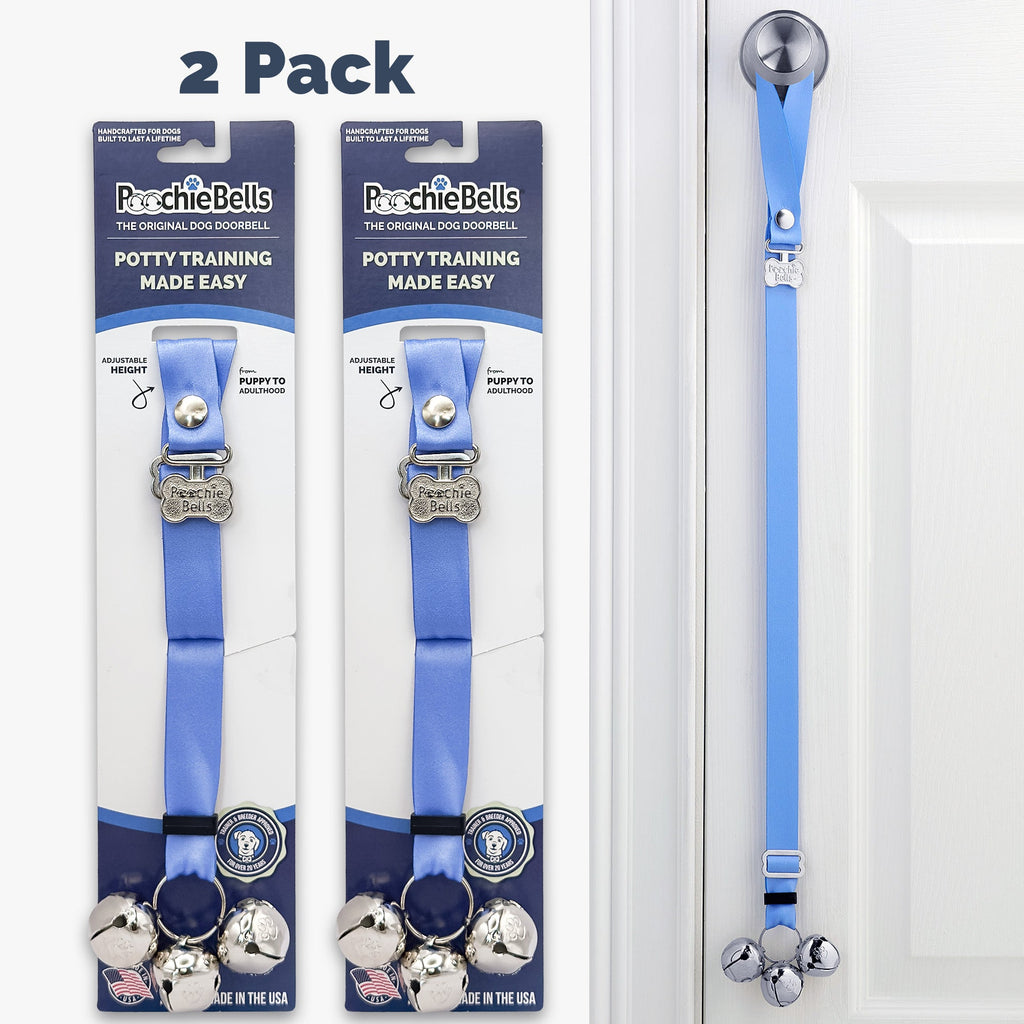 PoochieBells Adjustable Dog Doorbell 2-Pack | Solid Hydrangea Blue - Poochie-Pets