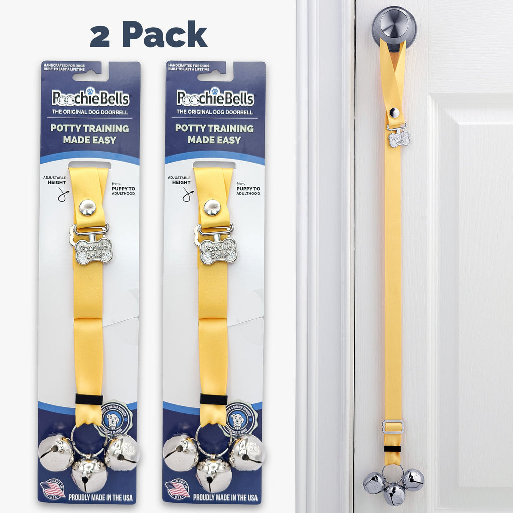 PoochieBells Adjustable Dog Doorbell 2-Pack | Solid Lemon Drop - Poochie-Pets