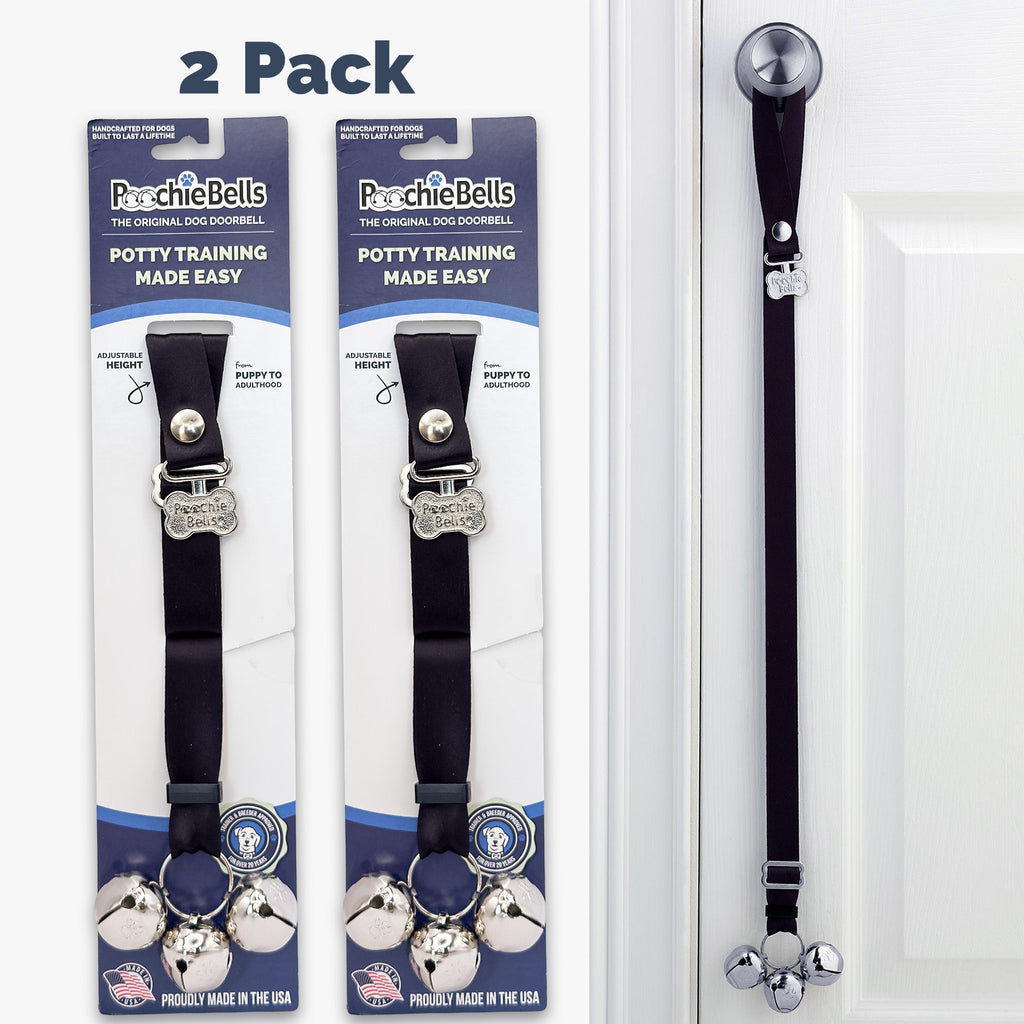 PoochieBells Adjustable Dog Doorbell 2-Pack | Solid Midnight Black - Poochie-Pets