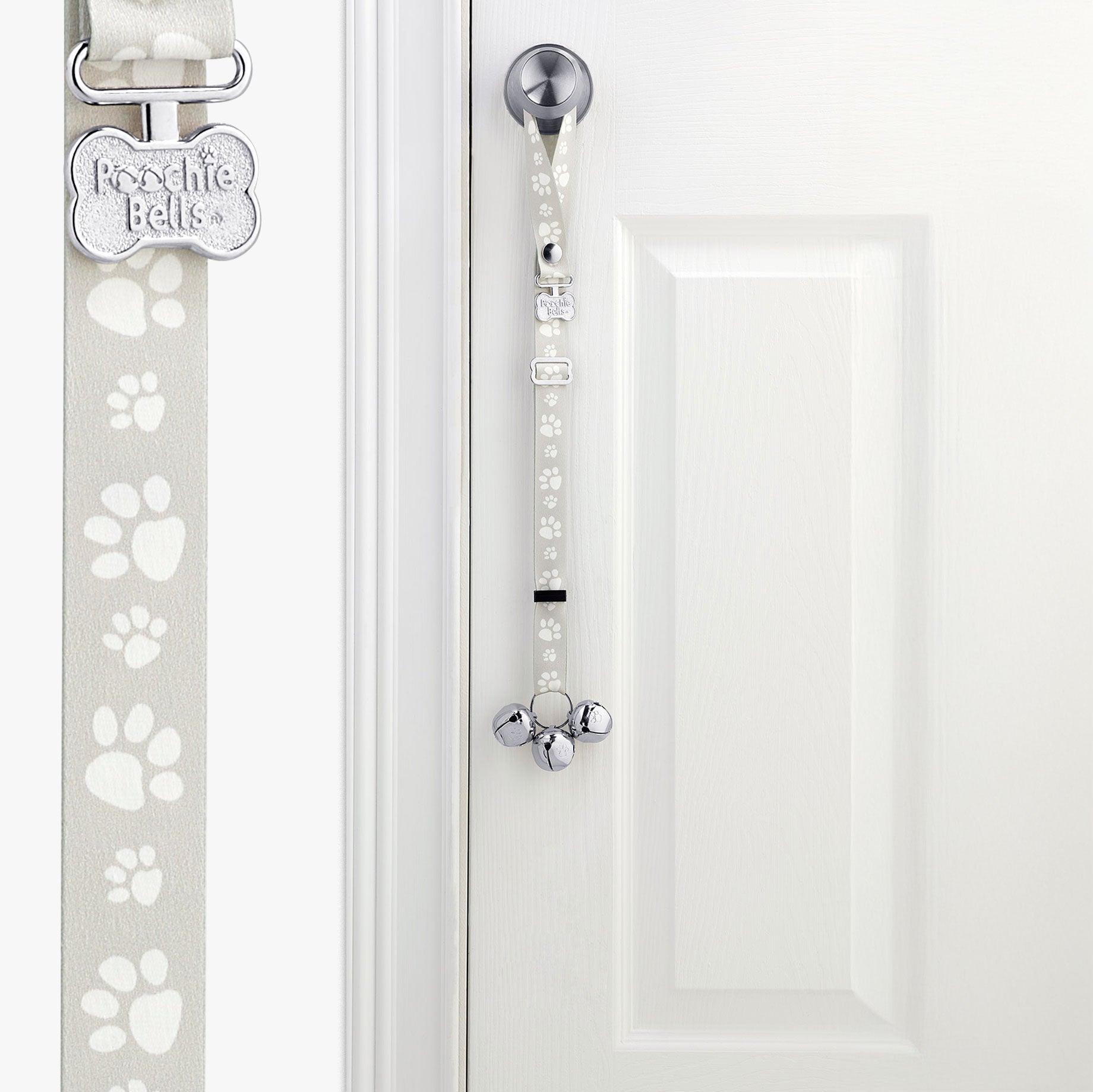 PoochieBells® Signature Tracks Beige | Dog Training Doorbells