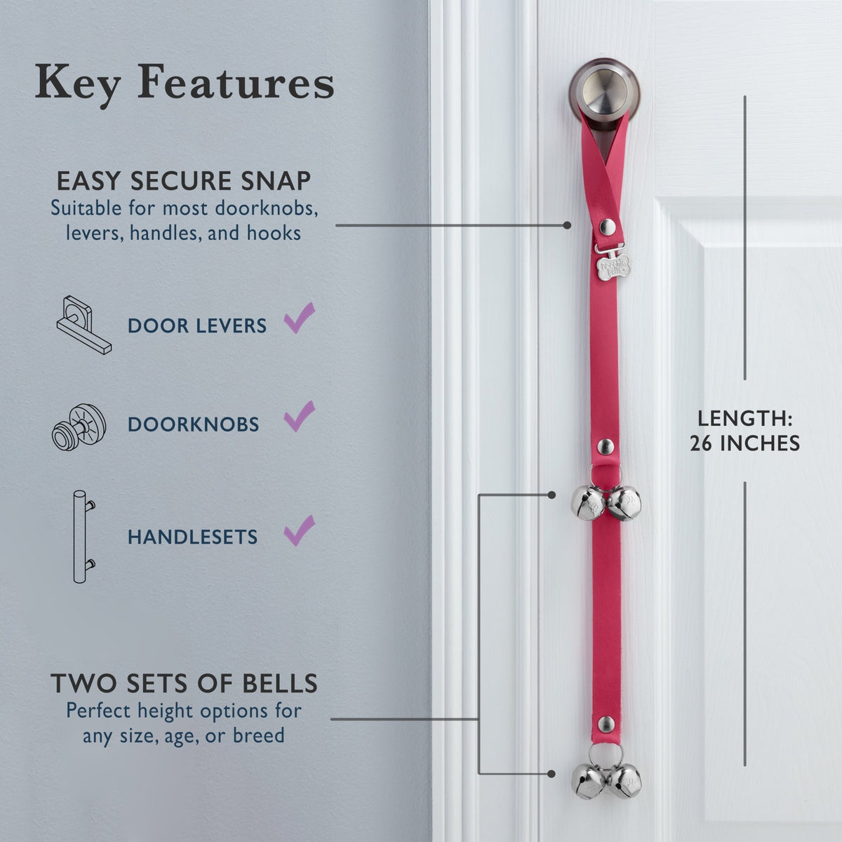 PoochieBells Classic Dog Doorbell Home Training | Lux Leather - Poochie-Pets