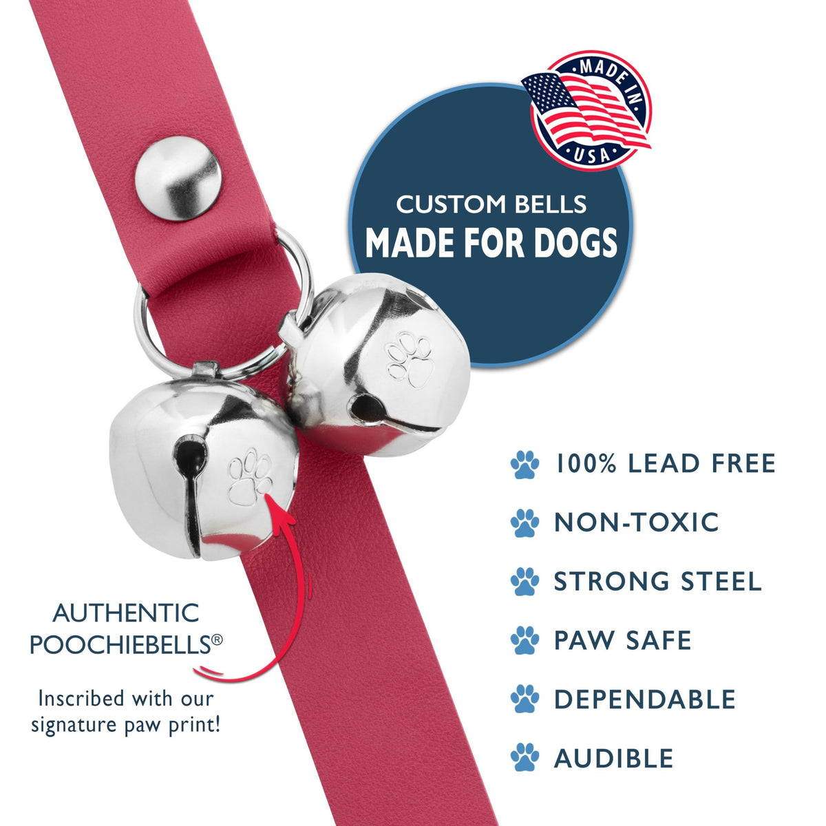 PoochieBells Classic Dog Doorbell Home Training | Lux Leather - Poochie-Pets