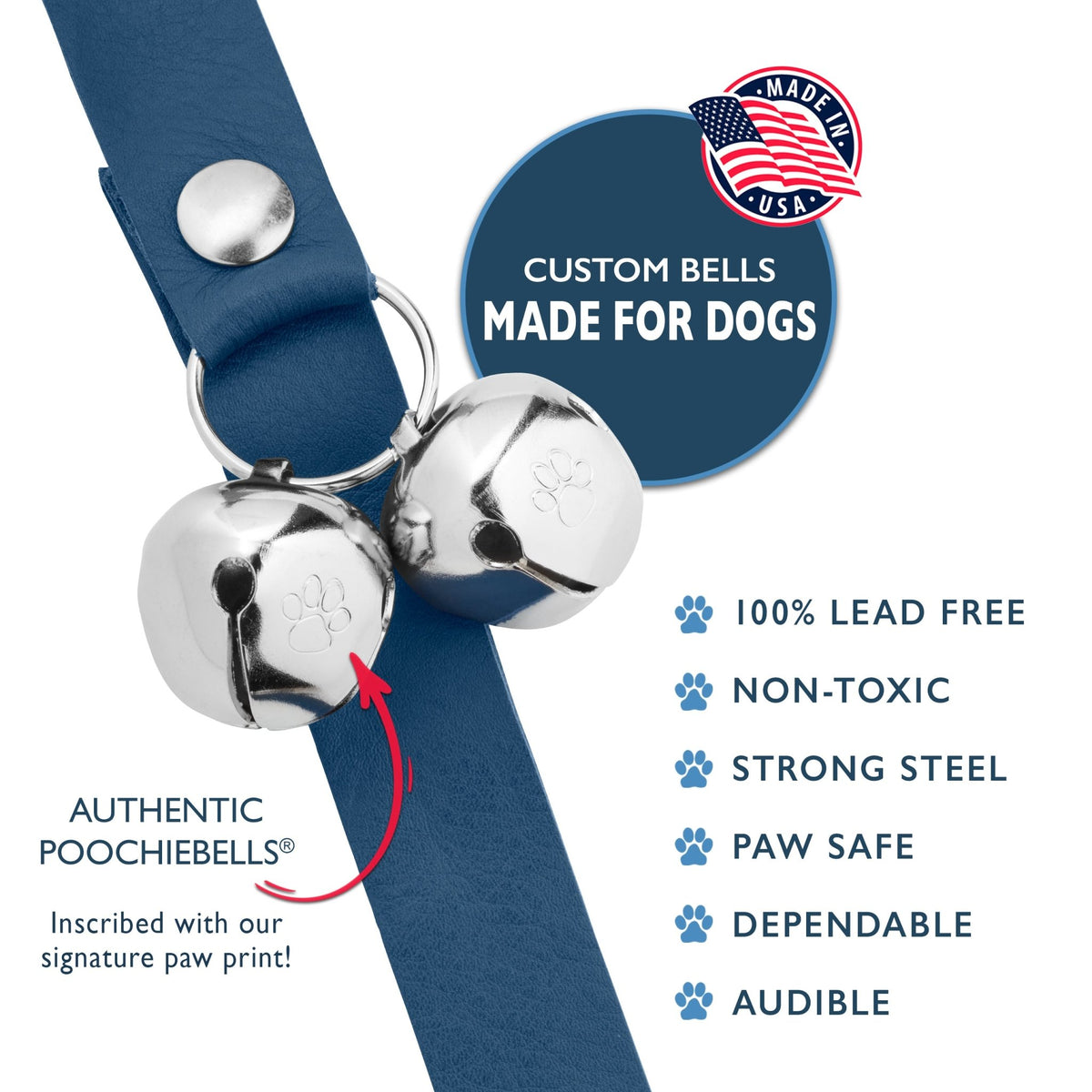PoochieBells Classic Dog Doorbell Home Training | Lux Leather - Poochie-Pets
