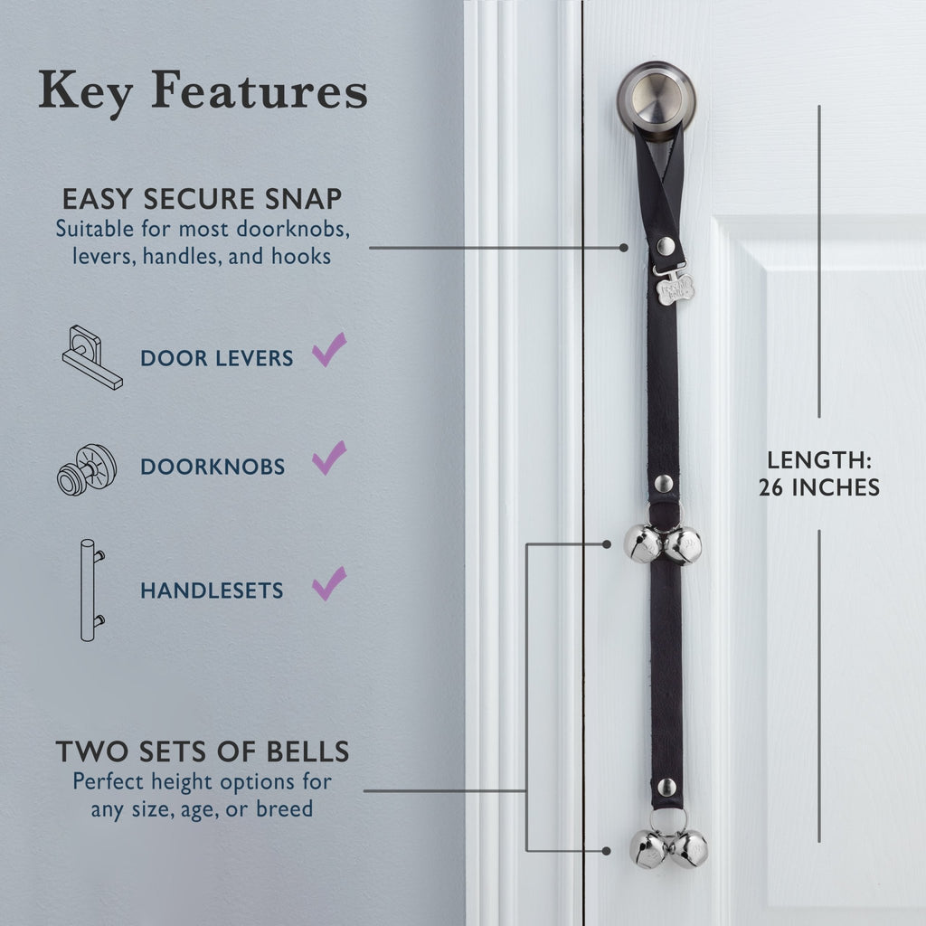 PoochieBells Classic Dog Doorbell Home Training | Lux Leather - Poochie-Pets
