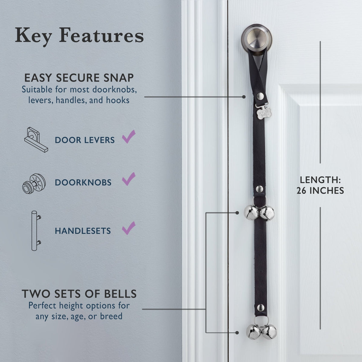 PoochieBells Classic Dog Doorbell Home Training | Lux Leather - Poochie-Pets