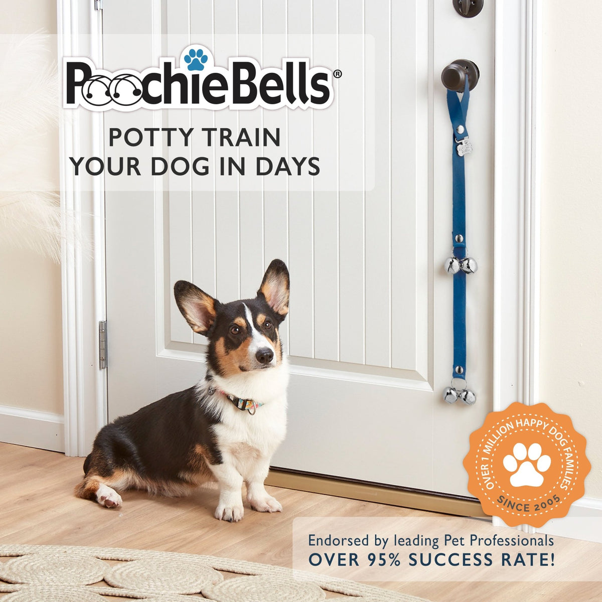 PoochieBells Classic Dog Doorbell Home Training | Lux Leather - Poochie-Pets