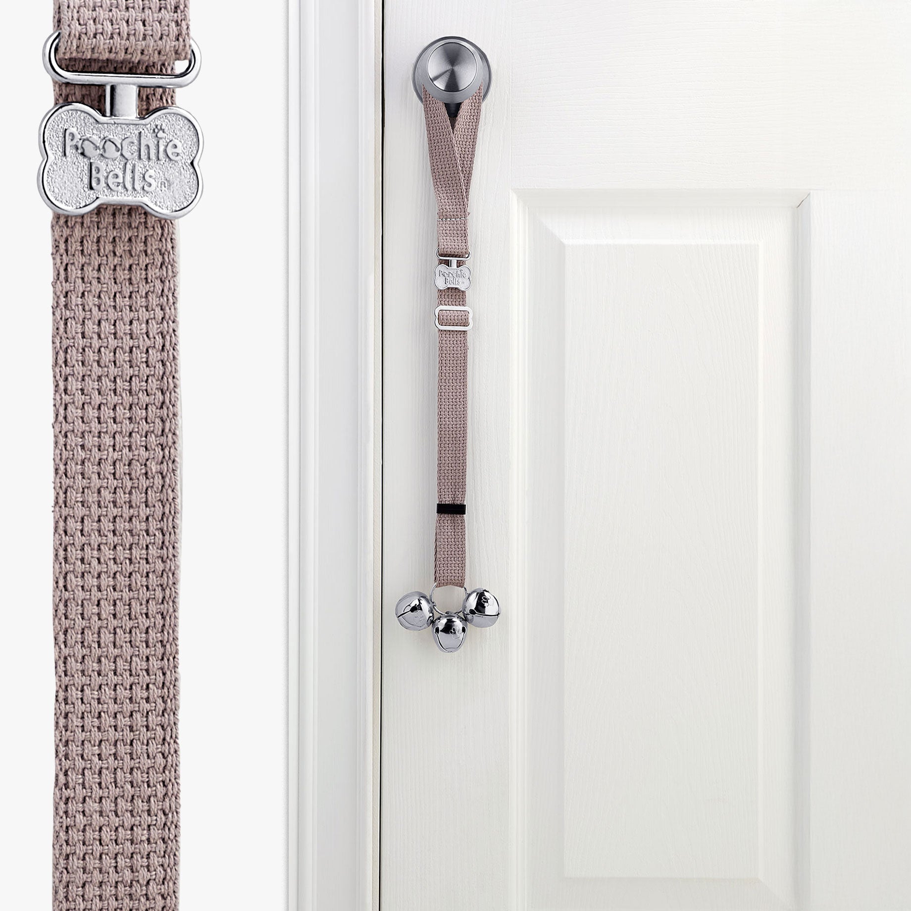 PoochieBells Stone Gray Cotton Webbing - Poochie - Pets