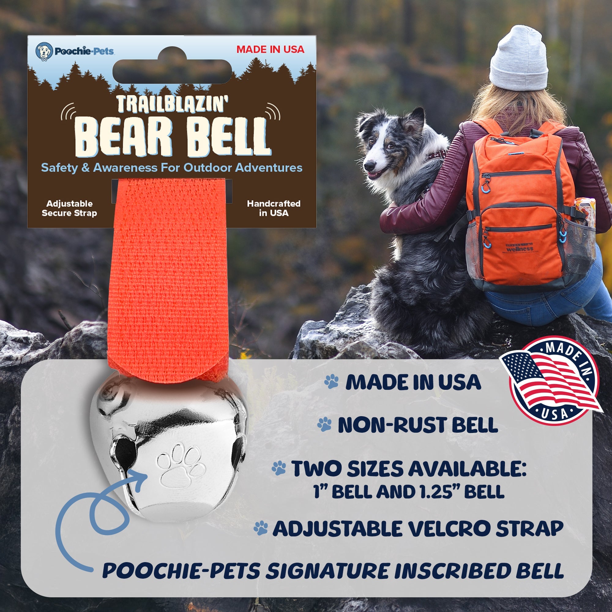 TrailBlazin’ Bear Bells Orange - Poochie - Pets